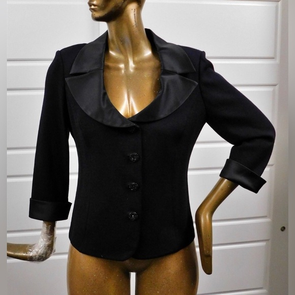 2006 ST JOHN EVENING BLACK SANTANA KNIT TUXEDO BLAZER- SALE - Picture 1 of 7